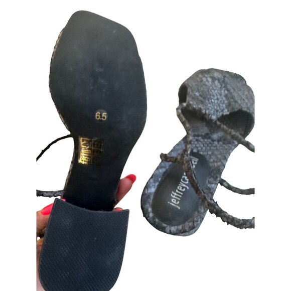 JEFFREY CAMPBELL Gray Black Snake Print Leather Sandals Heels Size 6.5 - Picture 5 of 7